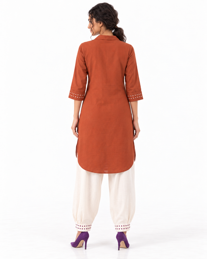 RUST KURTA & BALLOON PANT SET