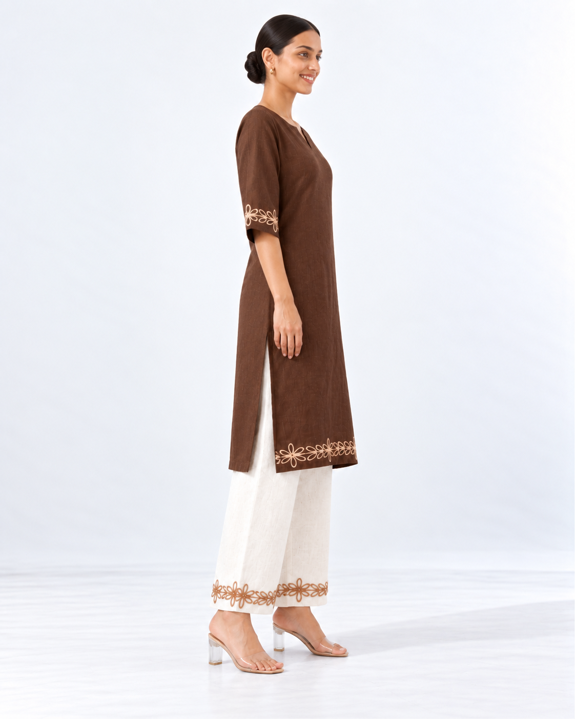 COFFEE BROWN EMBROIDERY CORDSET