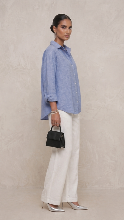 ICE BLUE KHADI COTTON SHIRT