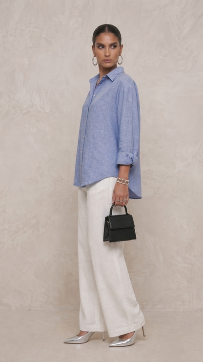 ICE BLUE KHADI COTTON SHIRT