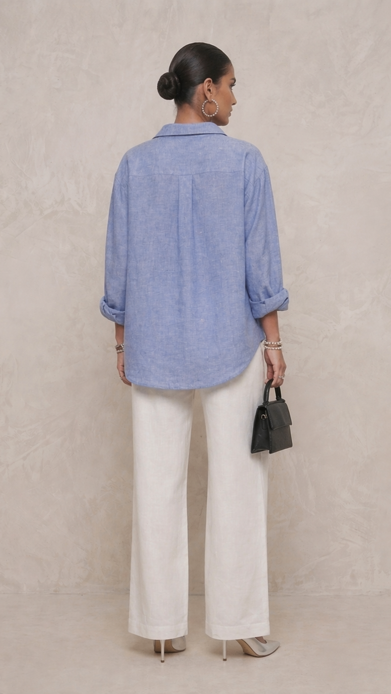 ICE BLUE KHADI COTTON SHIRT