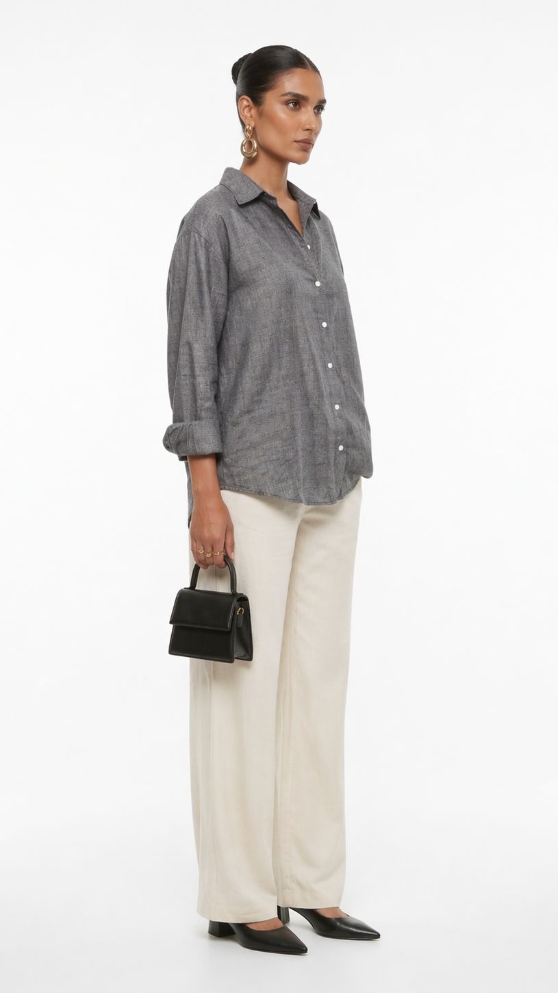 GREY KHADI COTTON SHIRT