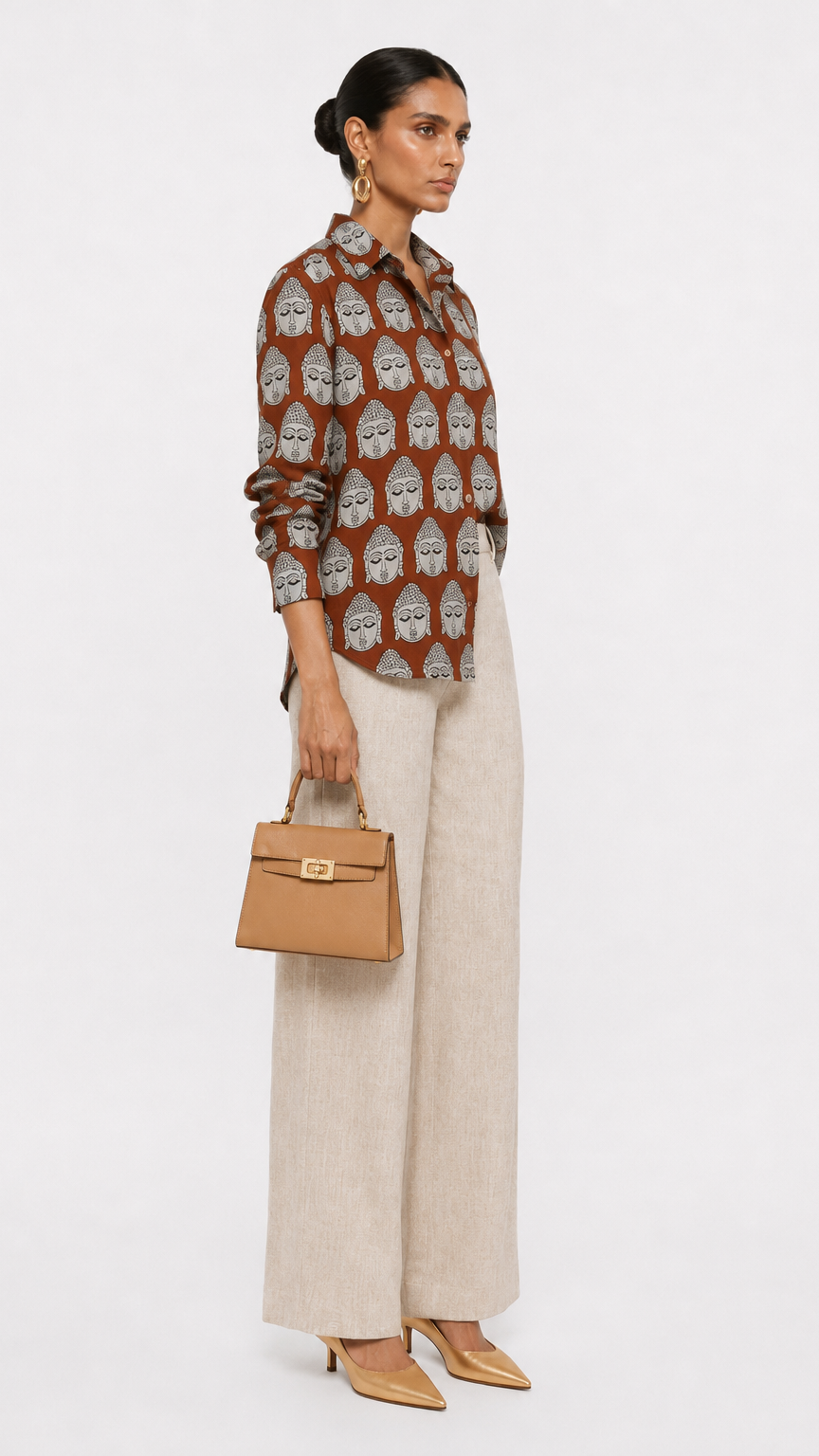 Pure Cotton Budha Shirt Rust