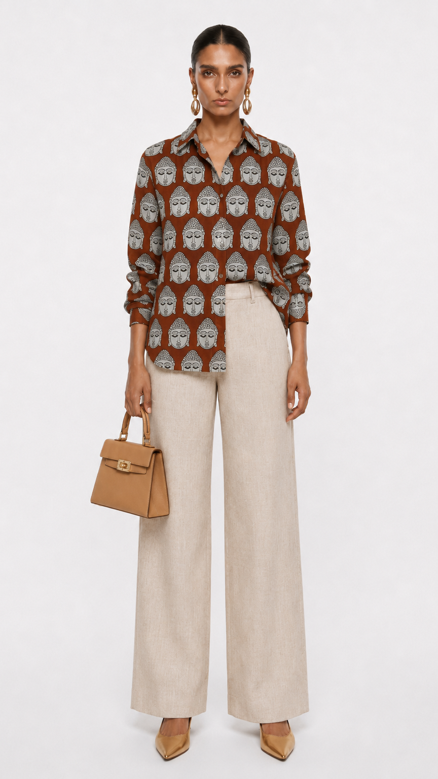 Pure Cotton Budha Shirt Rust