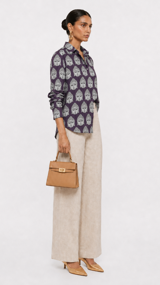 Pure Cotton Budha Shirt Purple