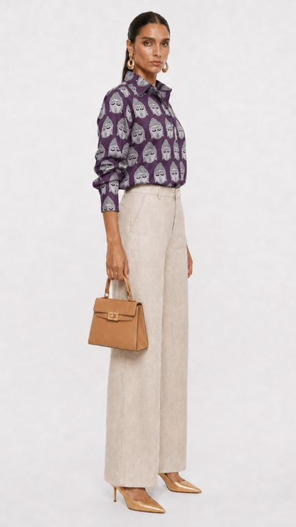 Pure Cotton Budha Shirt Purple