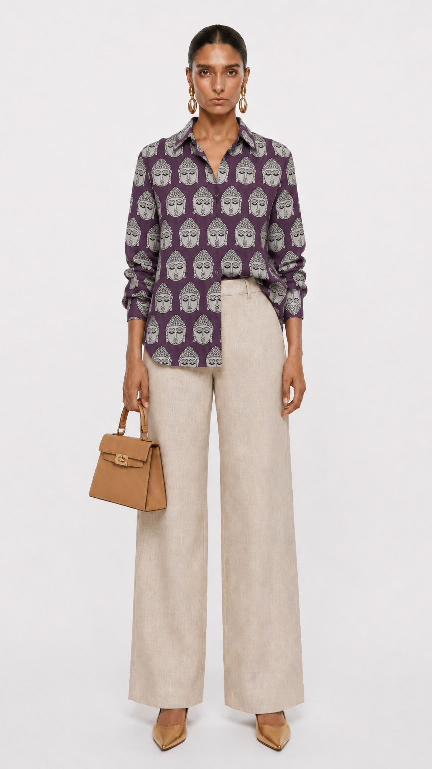 Pure Cotton Budha Shirt Purple