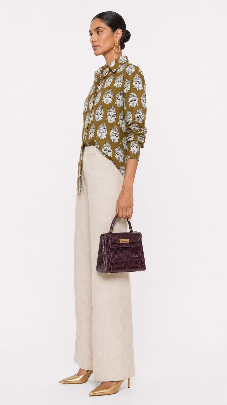 Pure Cotton Budha Shirt Lemon Green