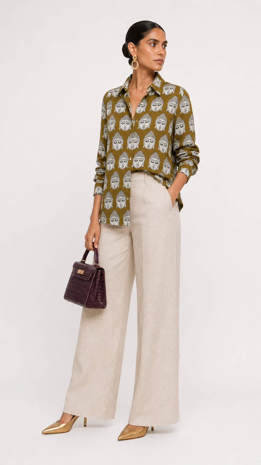 Pure Cotton Budha Shirt Lemon Green