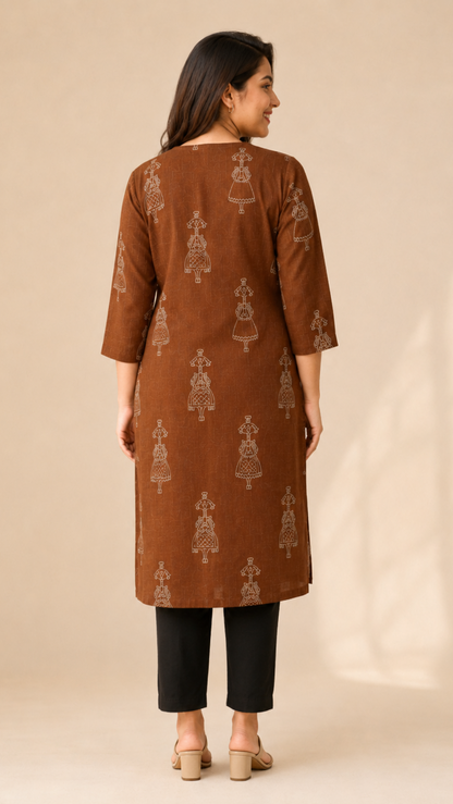 Kashida Earth Pure Cotton Kurta