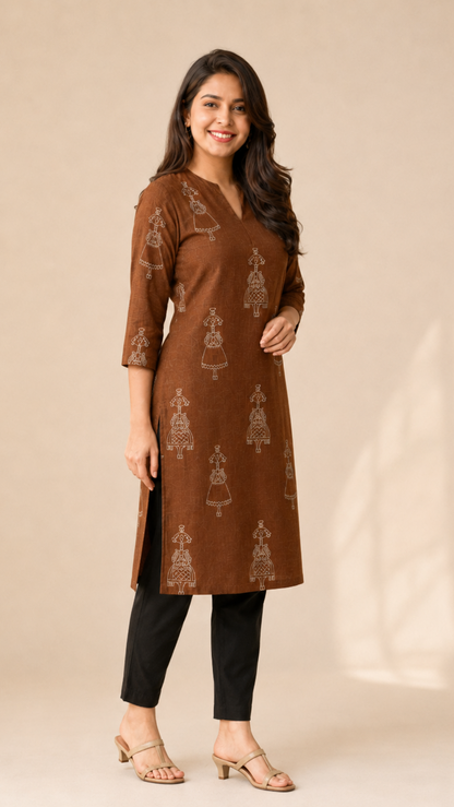 Kashida Earth Pure Cotton Kurta
