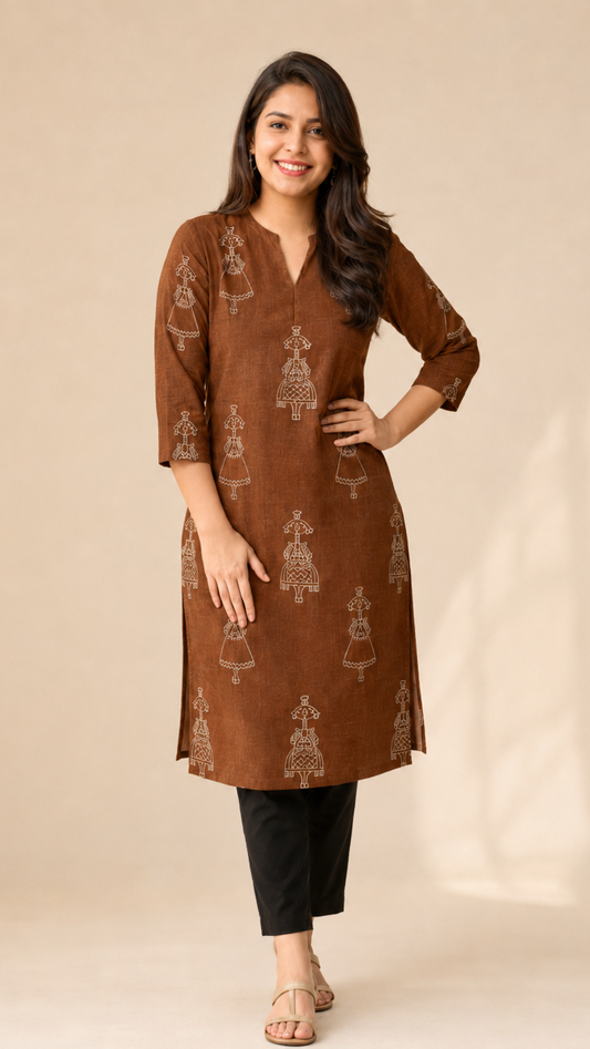 Kashida Earth Pure Cotton Kurta