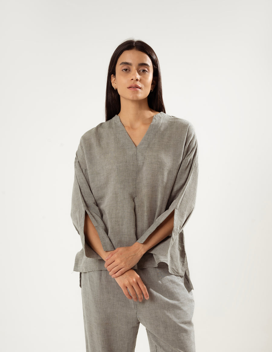 ETHEREAL LINEN SLATE SHIRT