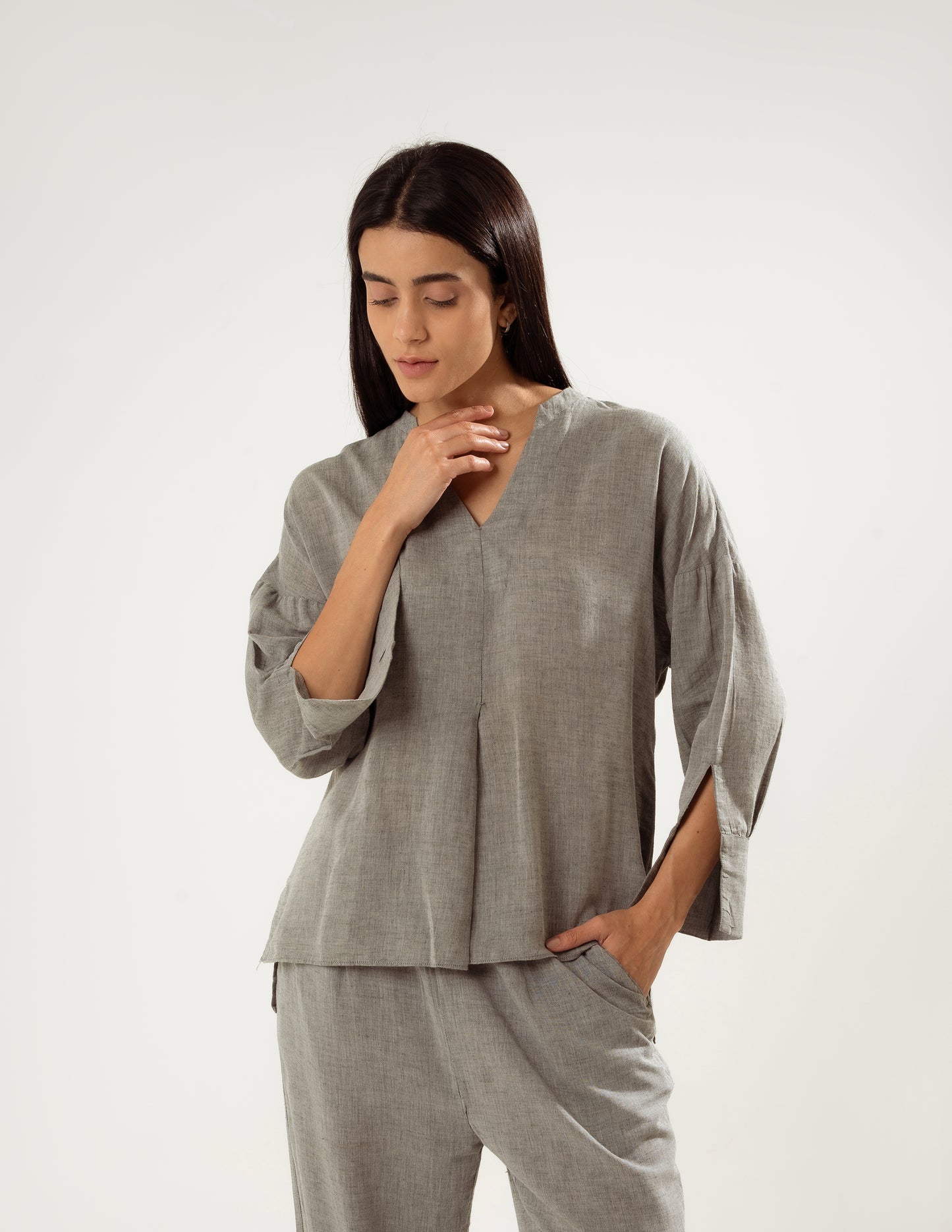 ETHEREAL SLATE LINEN CO-ORD SET