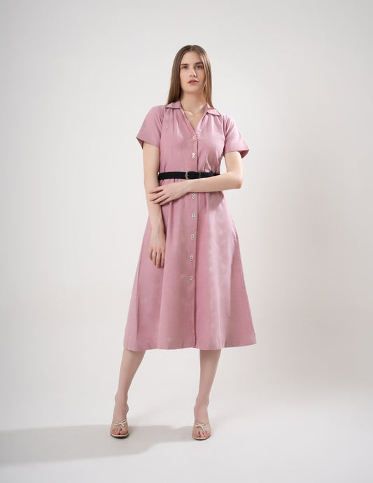 Pink Linen long Dress