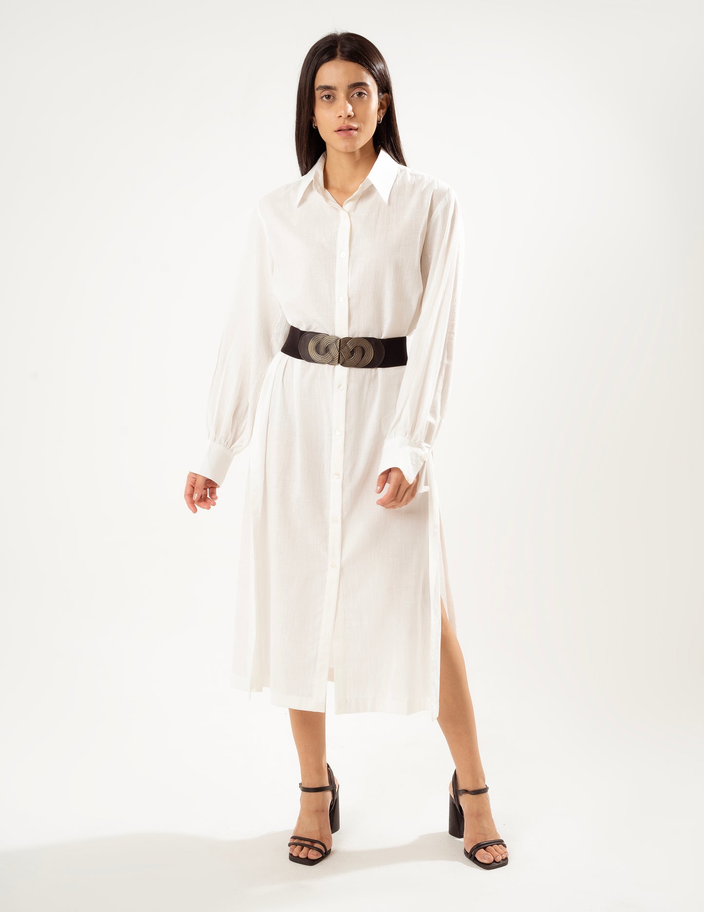 IVORY EASE LINEN SHIRT DRESS