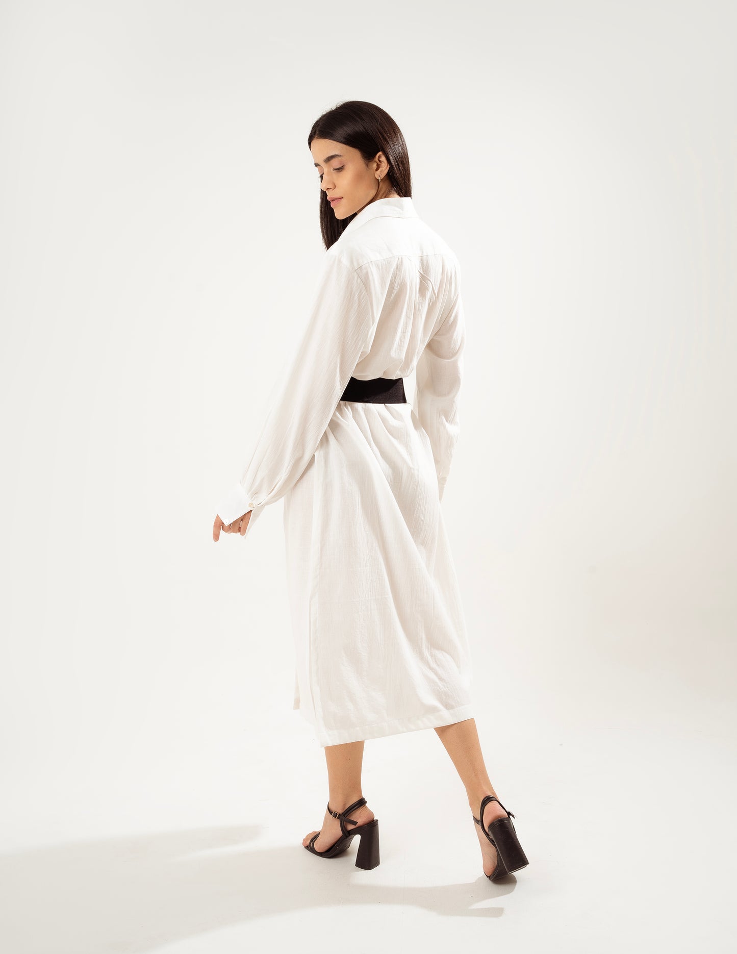 IVORY EASE LINEN SHIRT DRESS