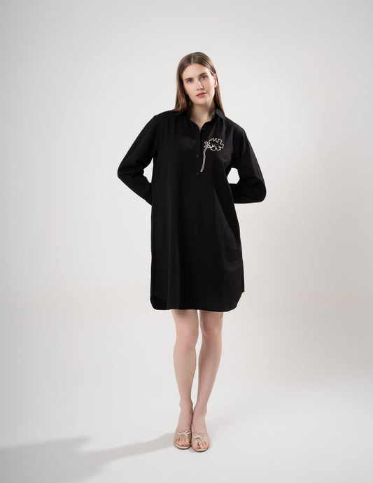 Ink leaf Linen Dress