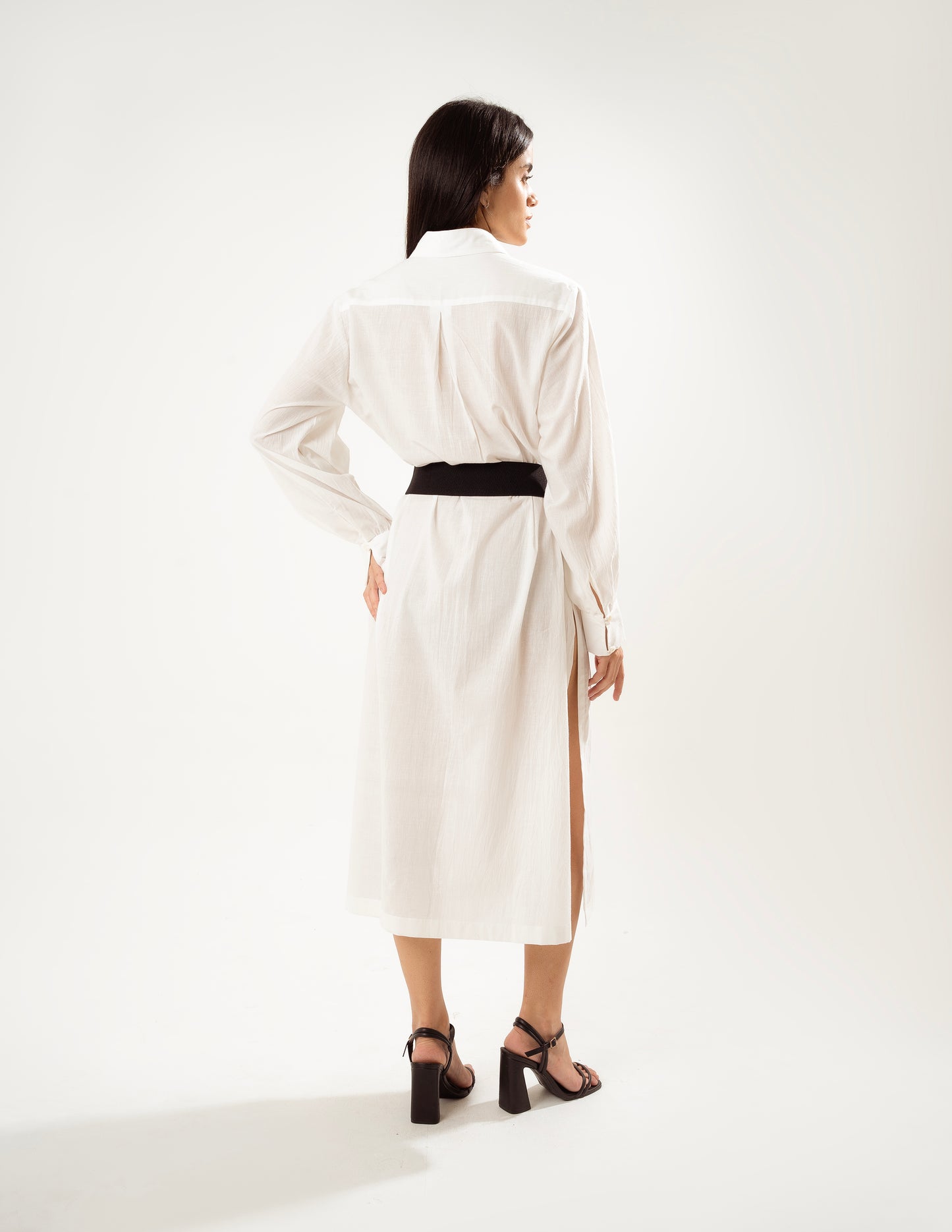 IVORY EASE LINEN SHIRT DRESS