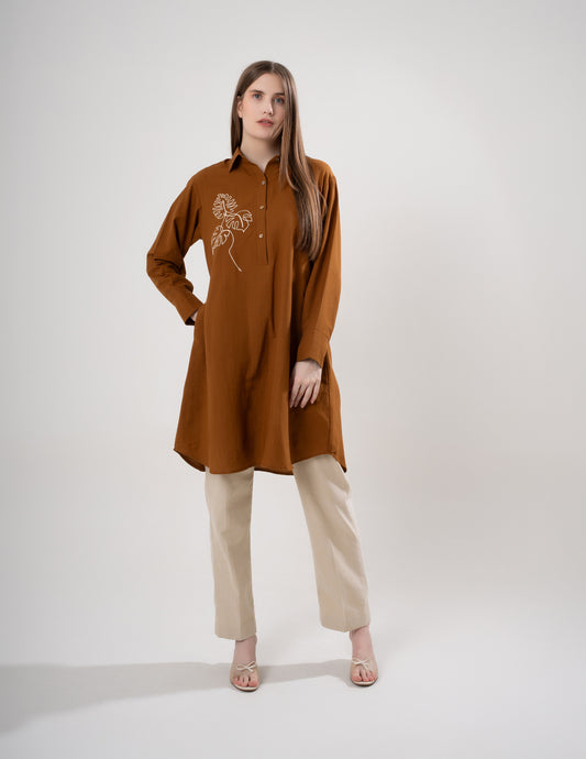 Rust Leaf linen Dress