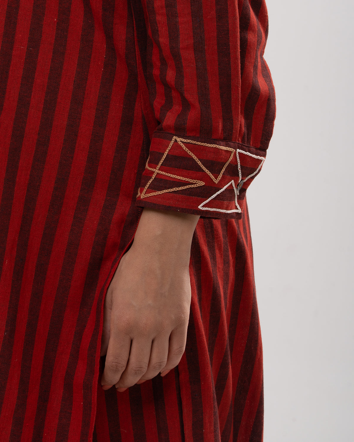 Red & Black Striped Cotton Kurta Set