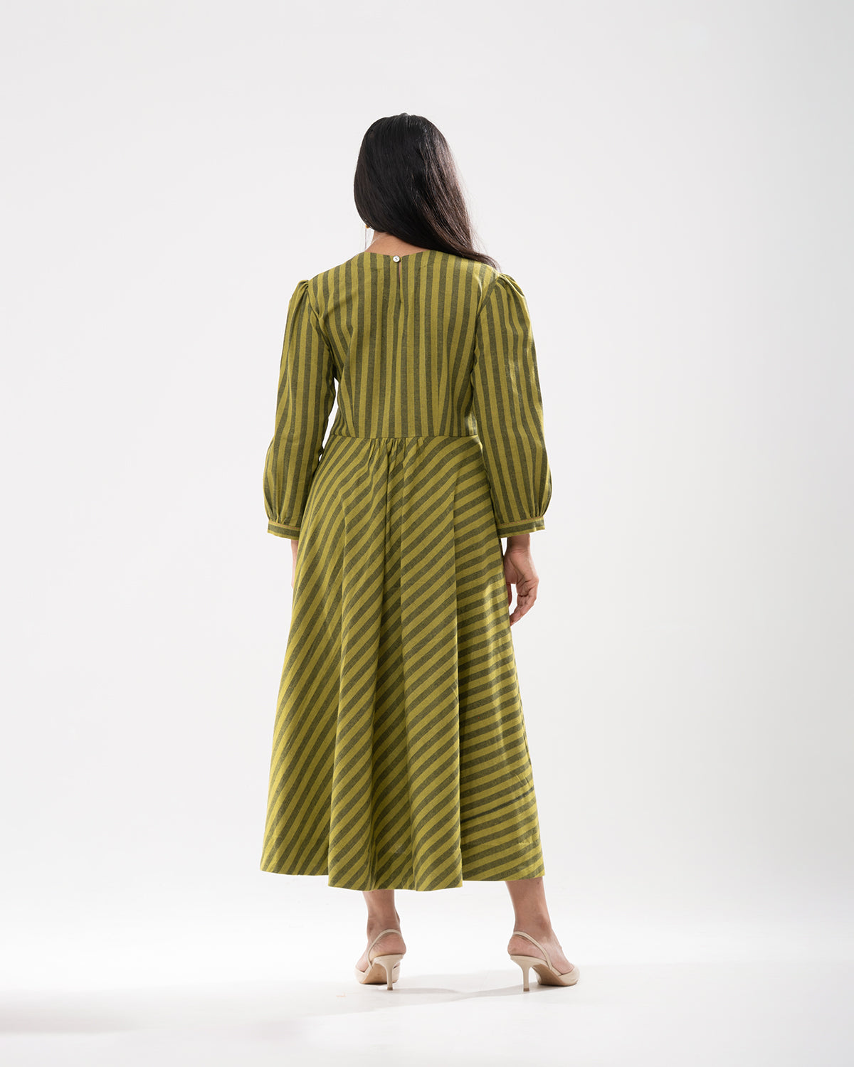 Olive Grove Striped Midi Dress