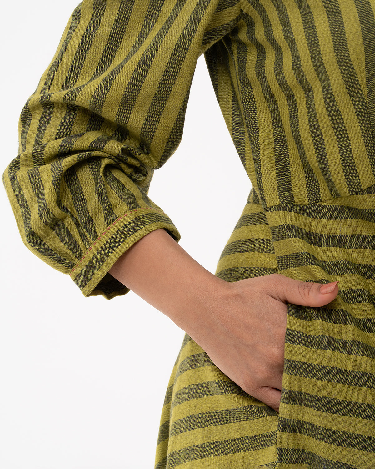 Olive Grove Striped Midi Dress