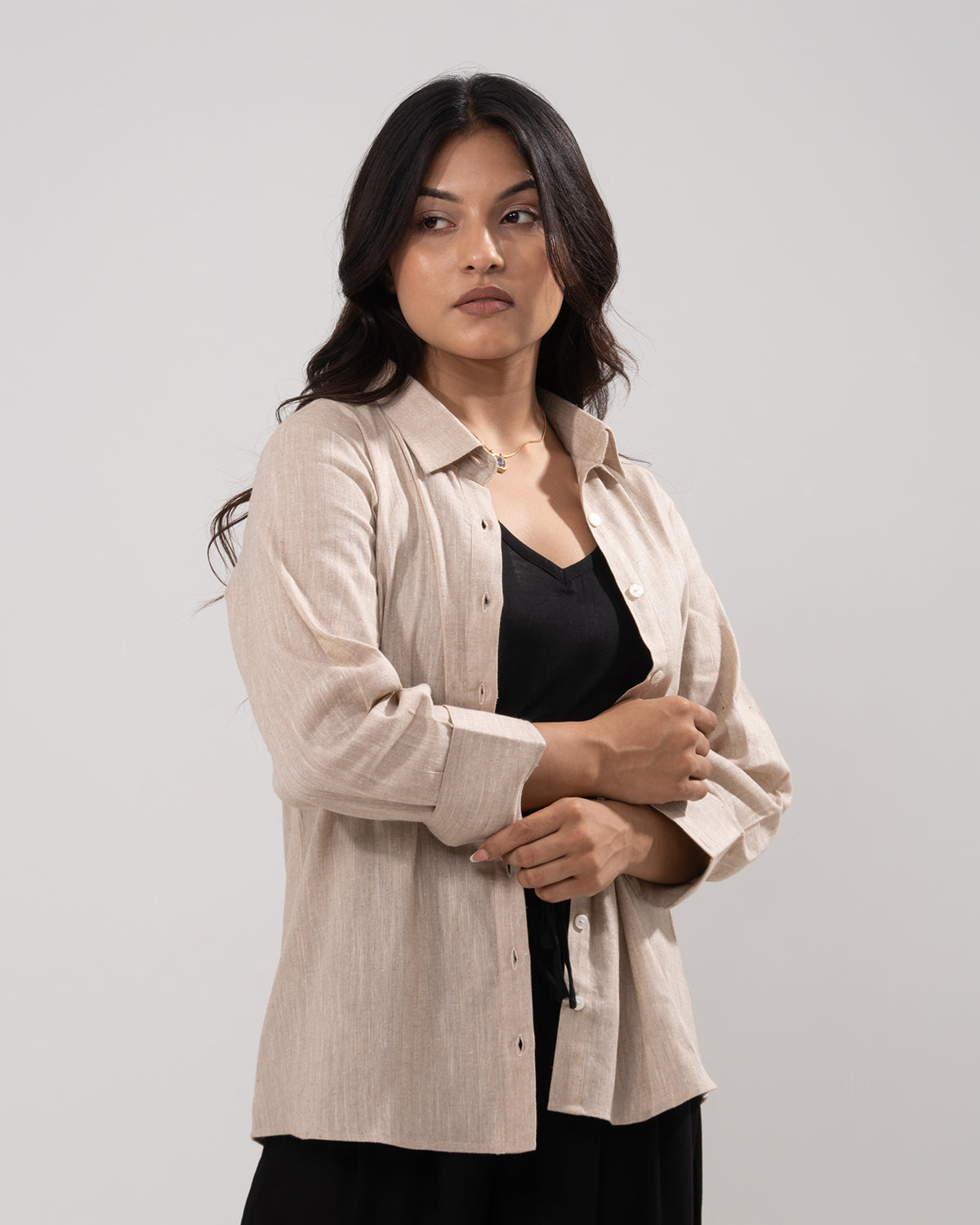 Airy 100% Cotton Beige Shirt