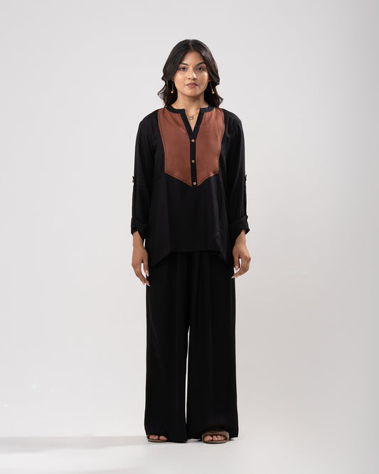 Black Colorblock Tunic Shirt