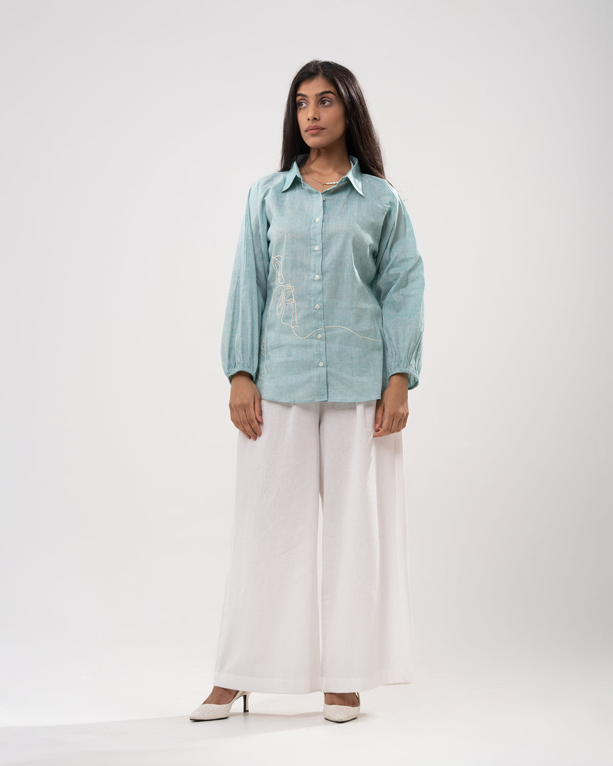 Aqua Dreams Embroidered Shirt