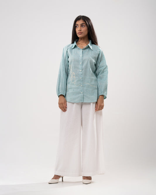 Aqua Dreams Embroidered Shirt