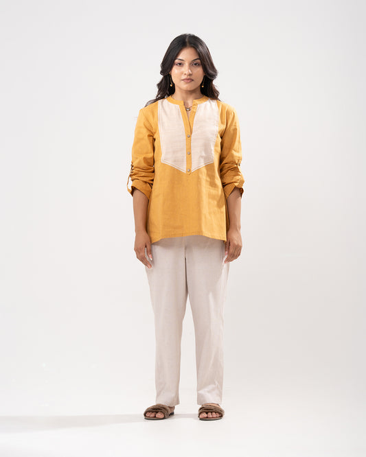 Golden Colorblock Tunic Shirt