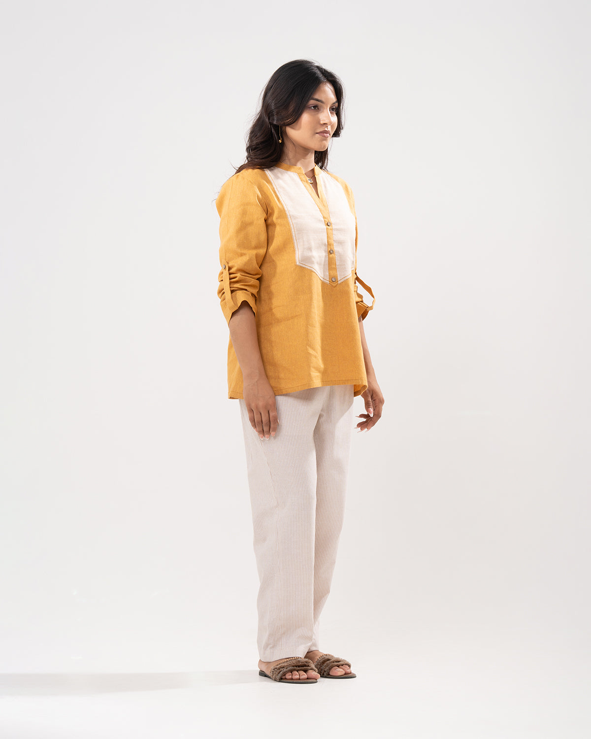 Golden Colorblock Tunic Shirt