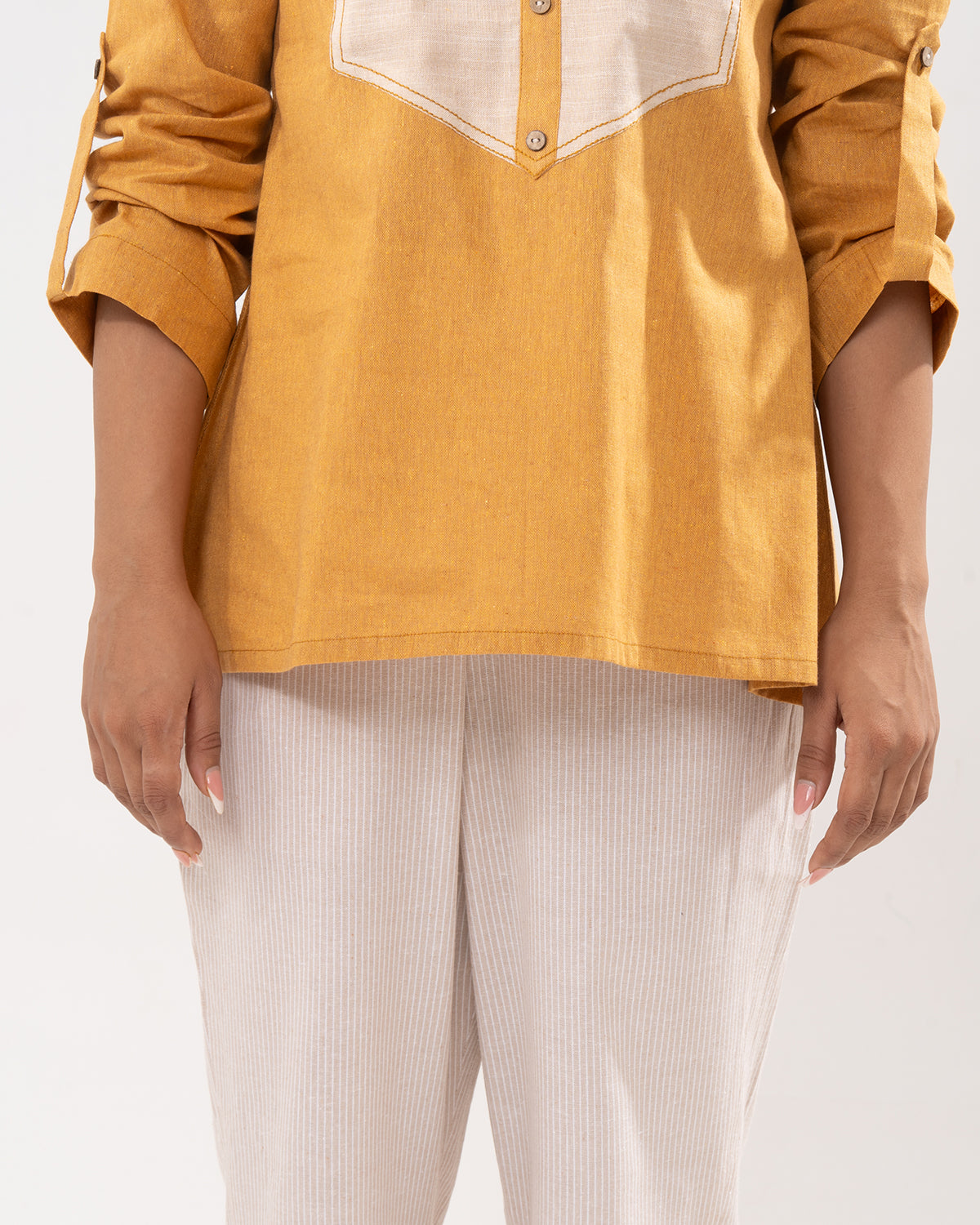 Golden Colorblock Tunic Shirt