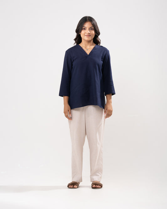 Navy V-Neck Relaxed Tunic