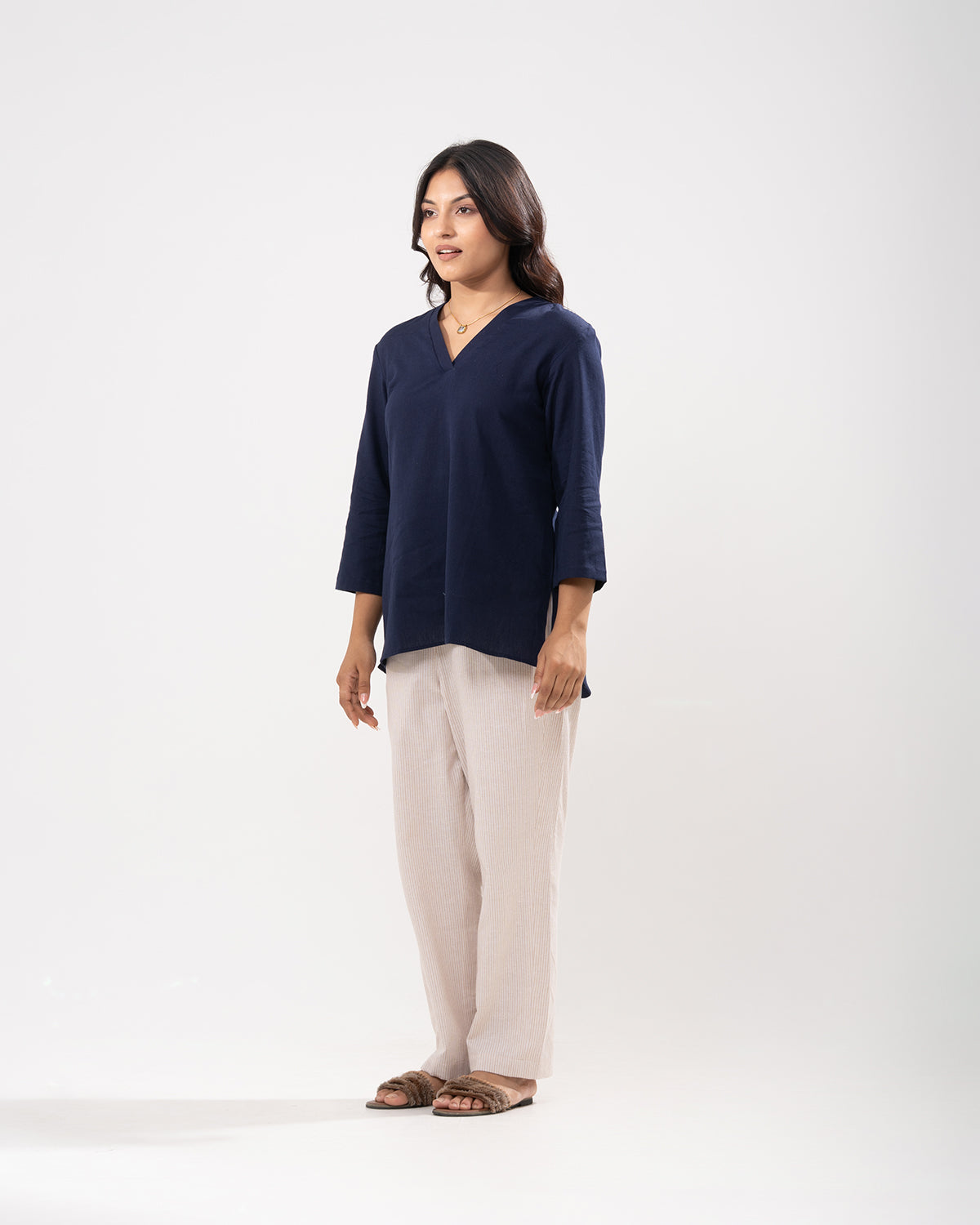 Navy V-Neck Relaxed Tunic
