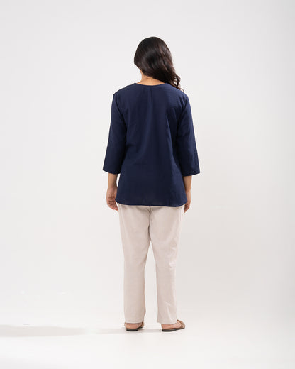 Navy V-Neck Relaxed Tunic