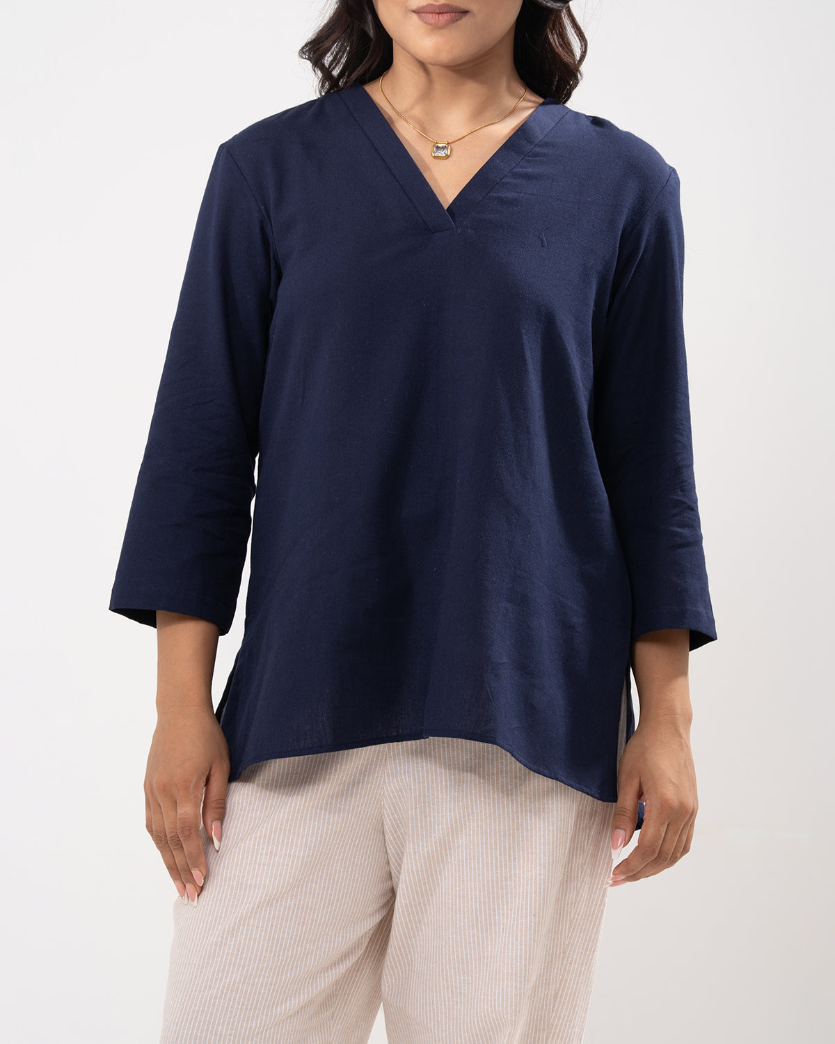 Navy V-Neck Relaxed Tunic