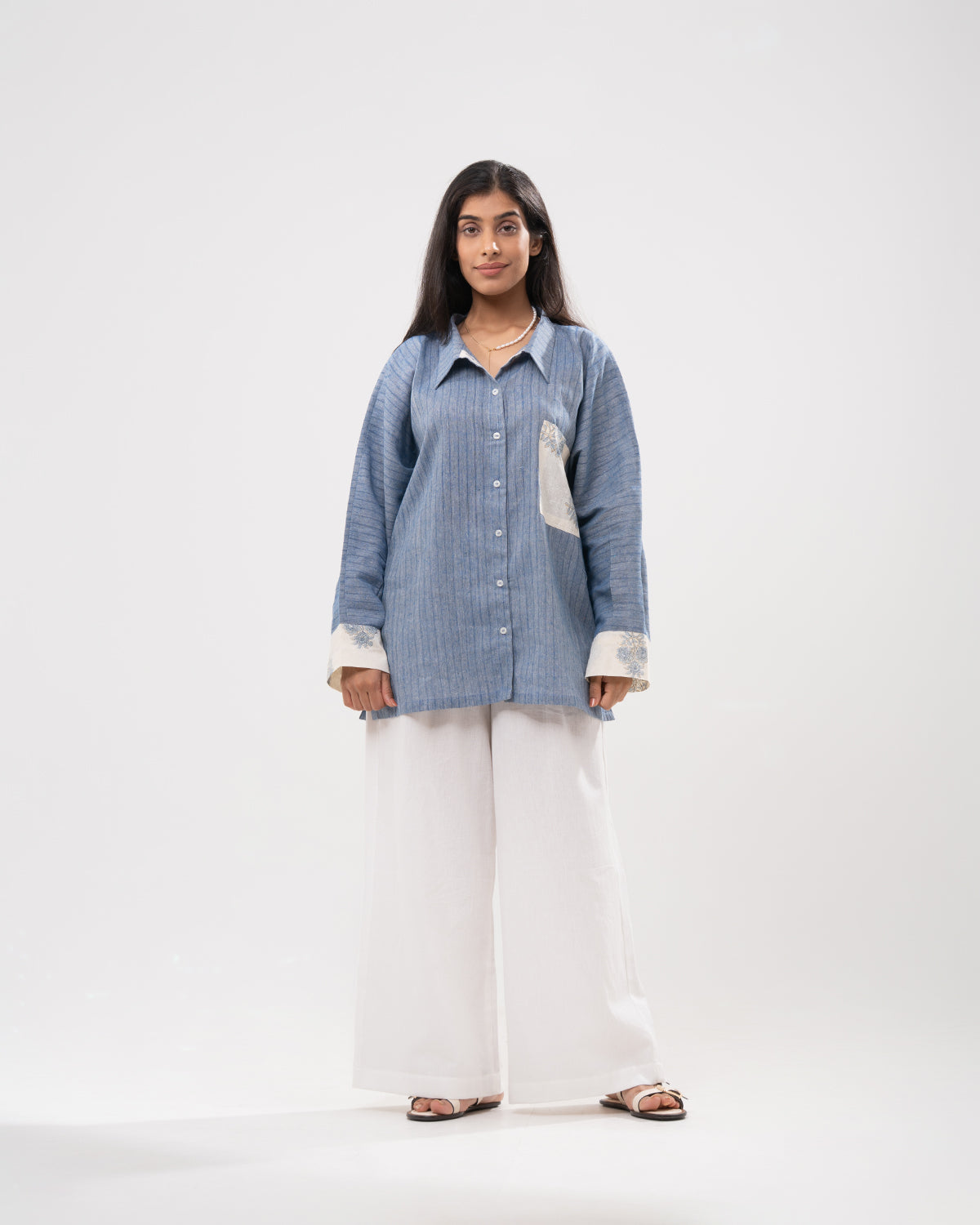 Denim Embroidered Detail Tunic