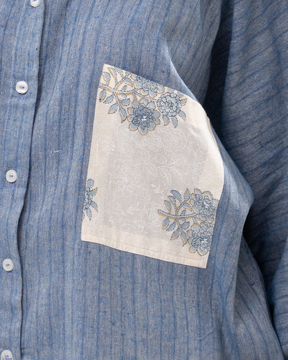 Denim Embroidered Detail Tunic