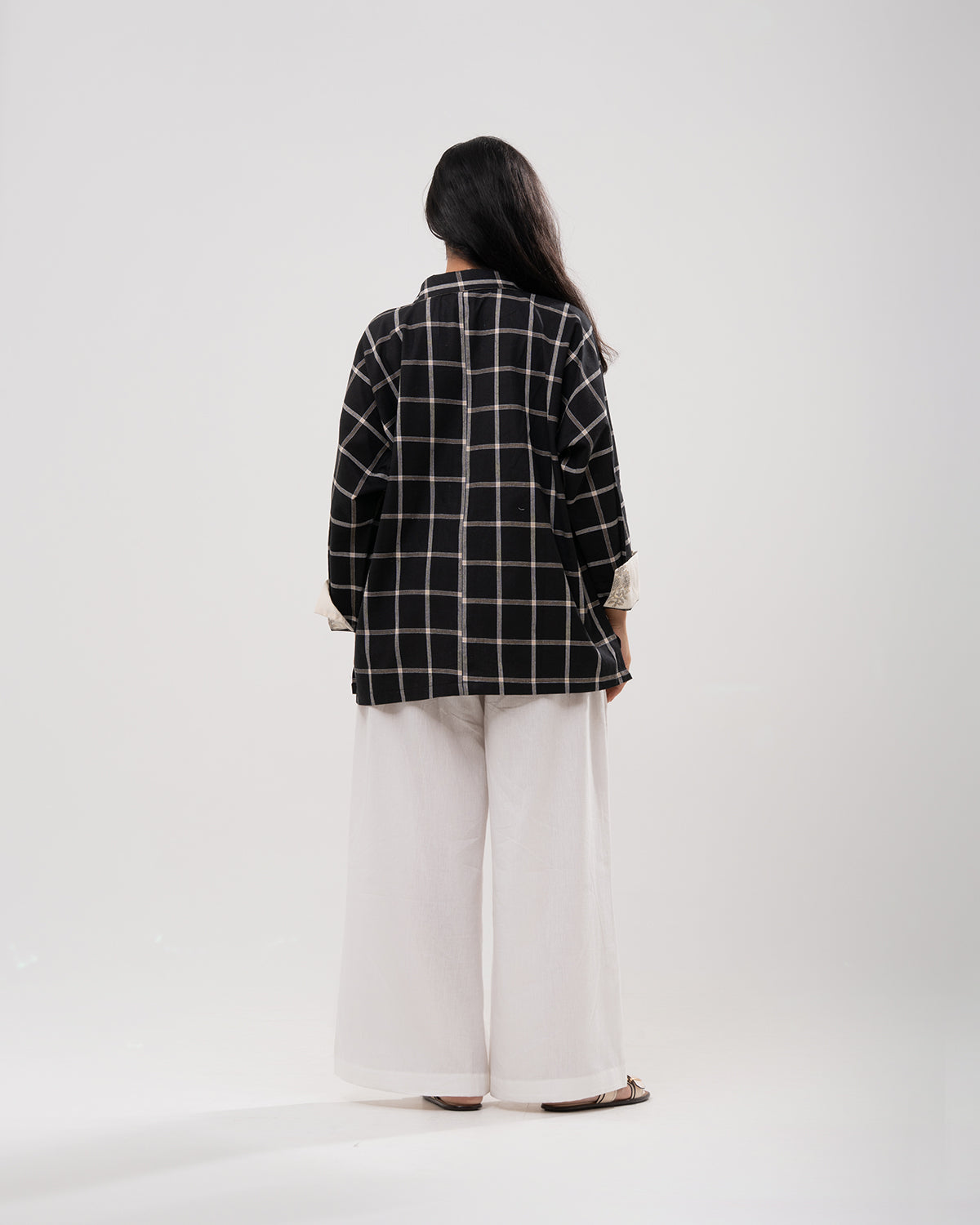 Windowpane Floral Contrast Shirt