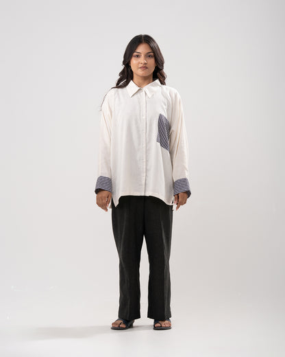 Gingham Trim Relaxed Shirt