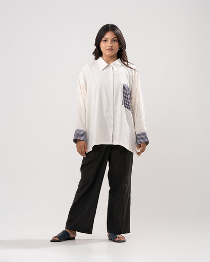 Gingham Trim Relaxed Shirt