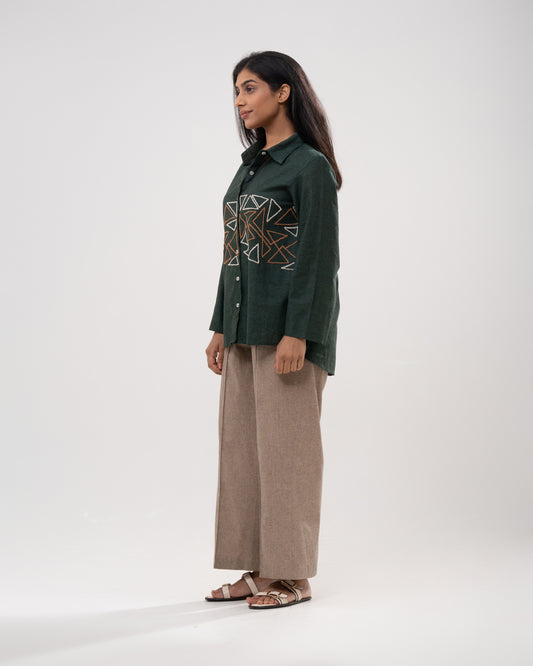 Geometric Forest Green Shirt