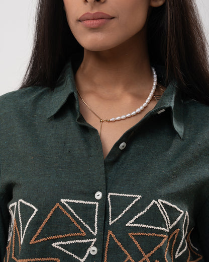 Geometric Forest Green Co-ord