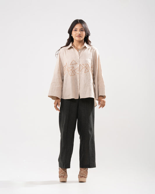 Geometric Grace Beige Shirt