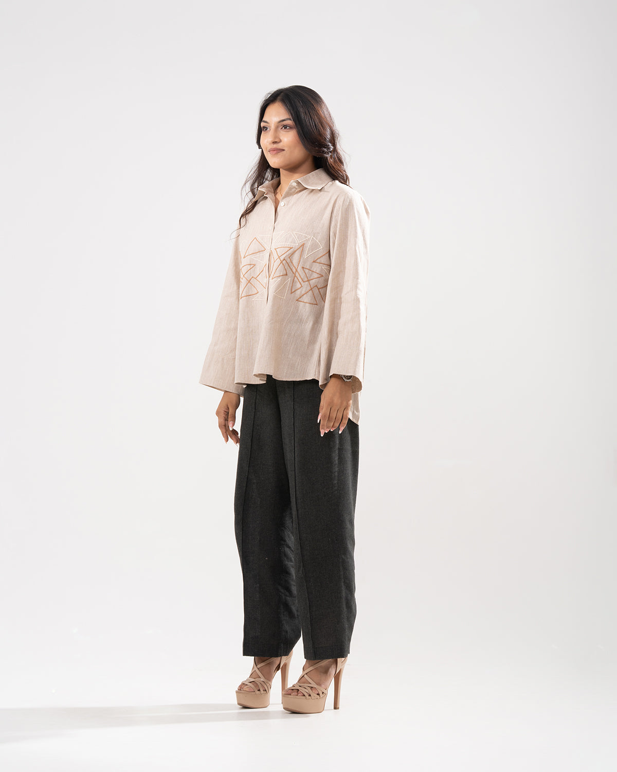Geometric Grace Beige Shirt