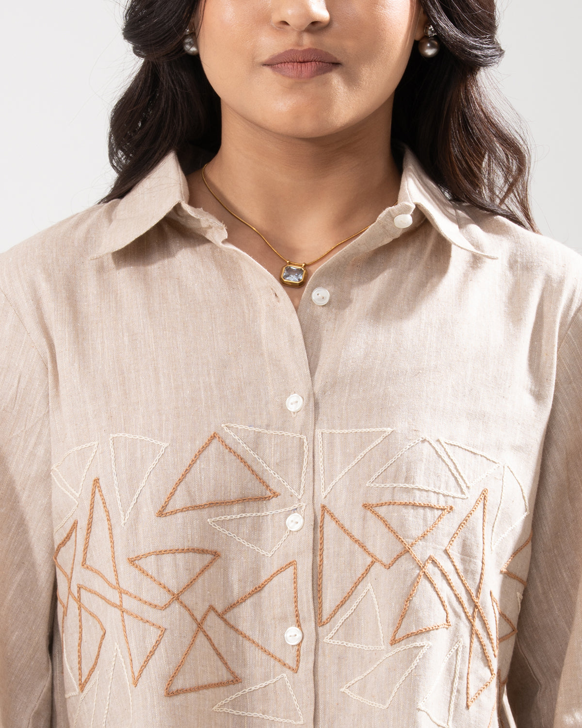 Geometric Grace Beige Shirt