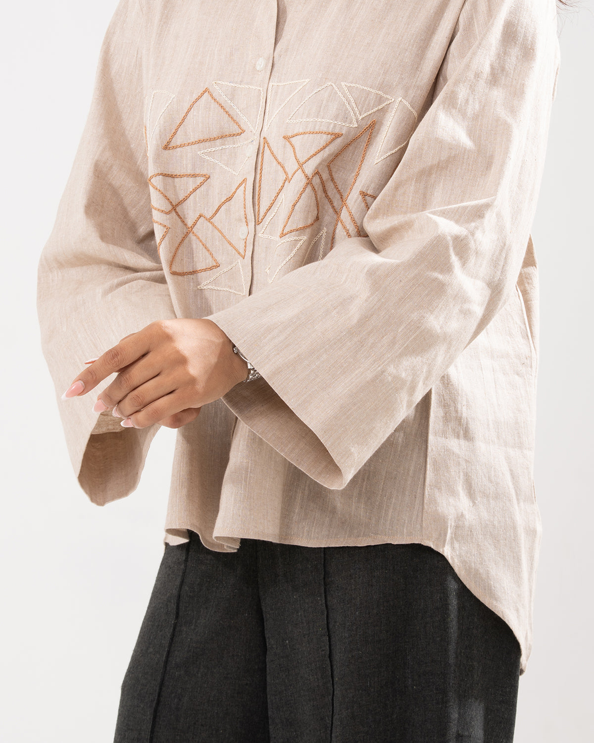 Geometric Grace Beige Shirt