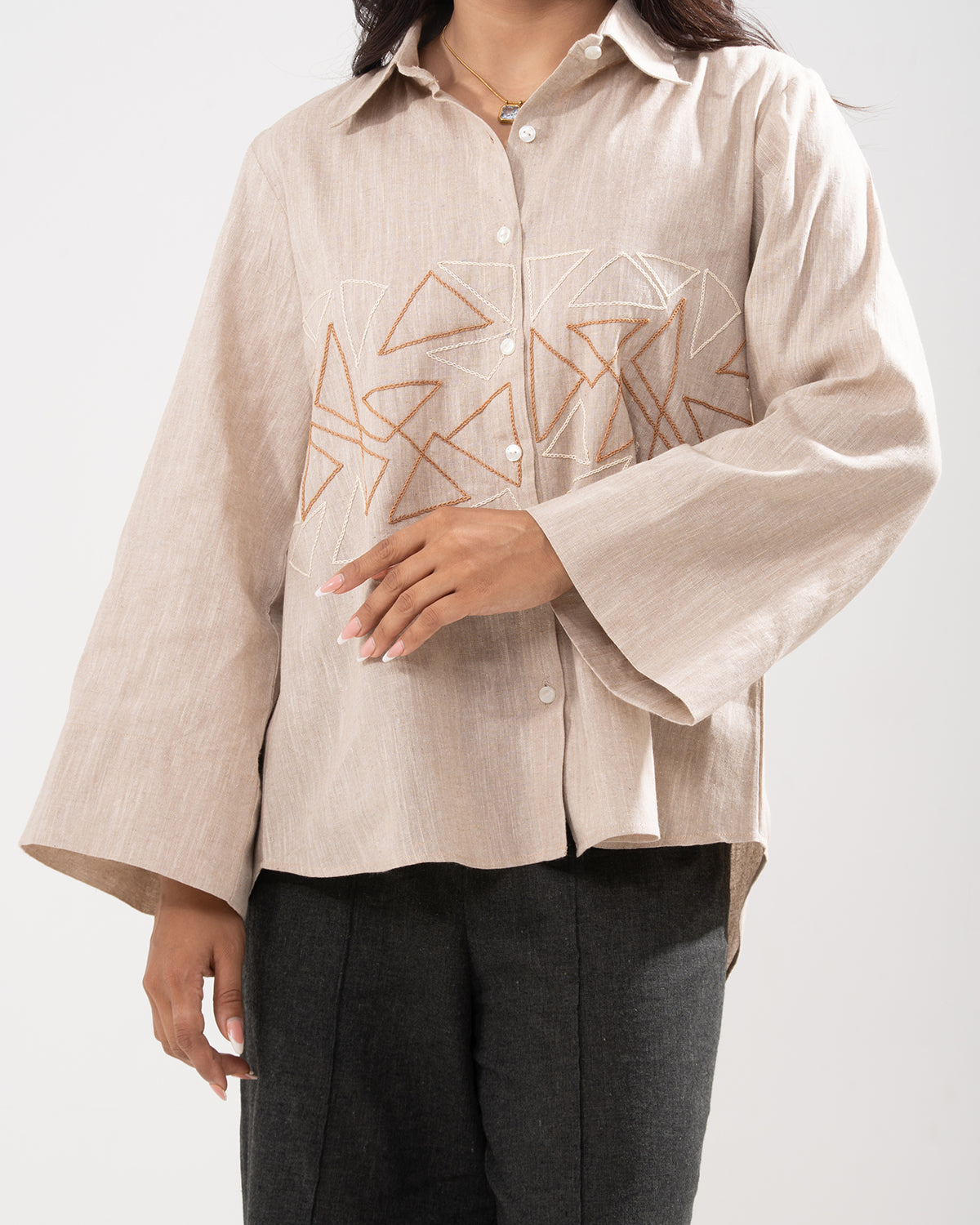 Geometric Grace Beige Shirt